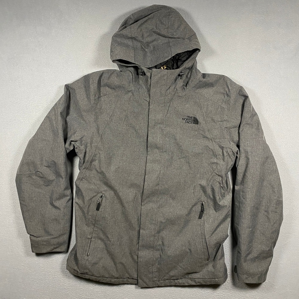 The North Face DryVent Jacket Mens L Grey Hooded Full Zip Waterproof Insulated